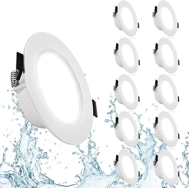 Lot De 12 Spots LED Encastrables Tomosu - 5W, 550 Lumens, IP44, Extra Plat (24mm) - 5 Températures De Couleur - Pour Salle De Bain, Cuisine