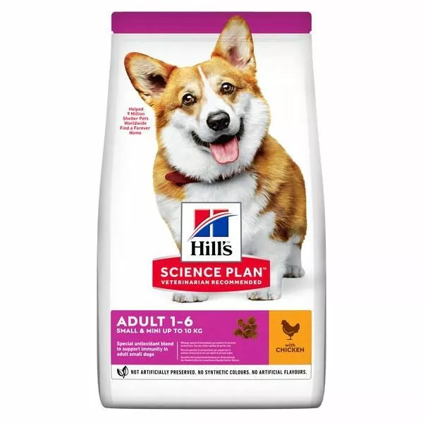 Hills Science Plan Adult Smal Mini Dry Dog Food Chicken Puppy Kibble Snack 1.5kg