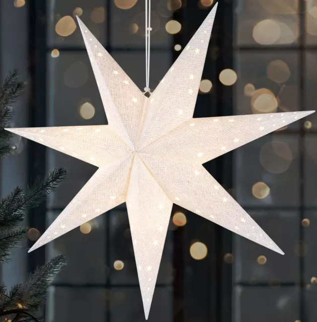 Linterna 3D Pantalla LED Luces Estrella Navidad 60 cm Lampara Papel Temporizador 2