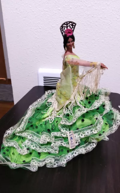 Marin Chiclana Vintage Flamenco doll Great condition beautiful green dress