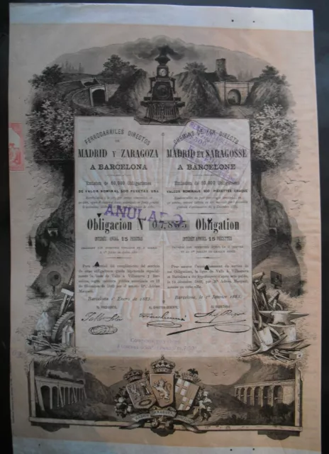 Ferrocarriles Directos Madrid y Zaragoza   1883  Barcelona