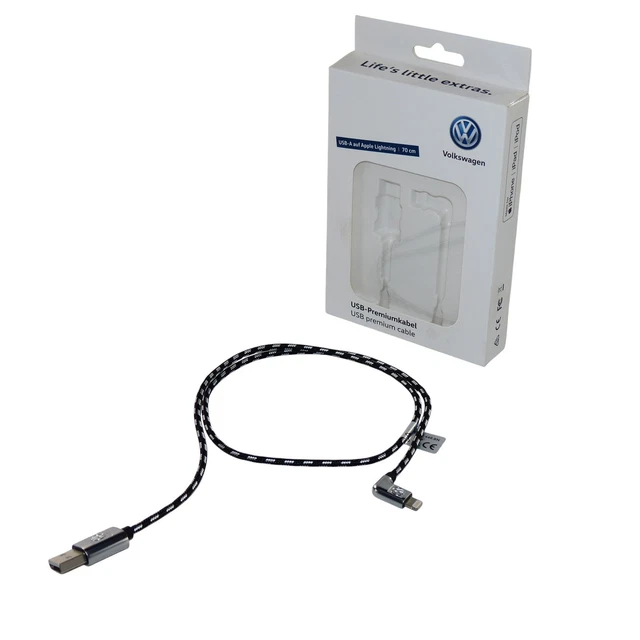 Original VW USB Premium Ladekabel - Micro-USB Auf USB-A, 70cm, Gewinkelt, Für AppConnect & Laden Im Auto
