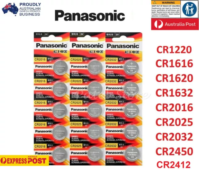 Panasonic CR1220 1616 1620 1632 2025 2032 2354 2430 2450 2477 3032 Li Battery 3V