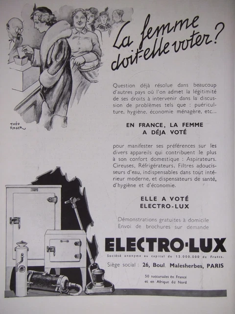 Publicité De Presse 1934 Electro-Lux Aspirateur - Théo Roger - Advertising