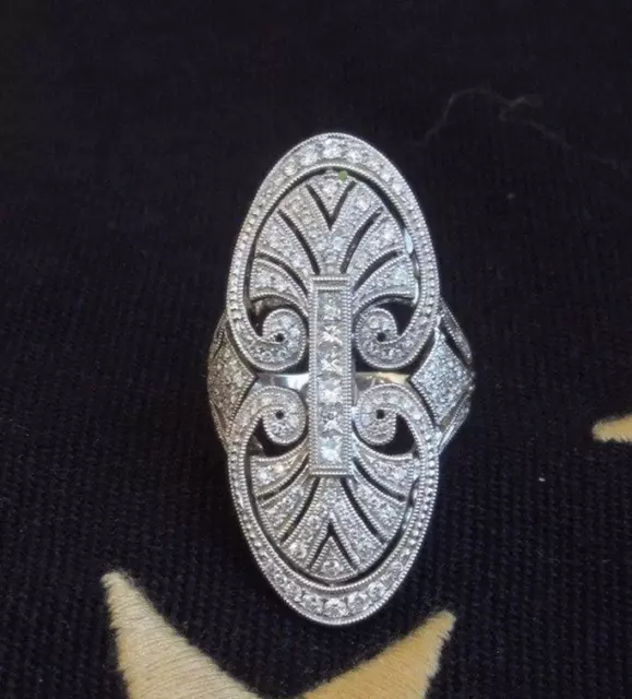 1.65 Carat Round Cut Lab-Created Diamond Old Romanian 1920's Vintage Dinner Ring