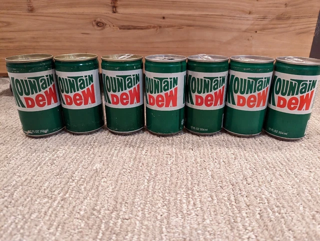 Lot Of 7 Vintage Mountain Dew Cans - Free Shipping