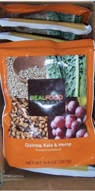 Real Food Blends Adult/Child G-tube, 12 Quinoa, Kale & Hemp, 9.4 oz pouches NEW!