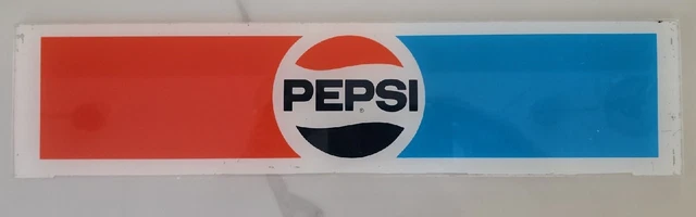 Vintage original pepsi signs 1986- 1993 Design cooler Plexiglass sign 18" x 4.5"