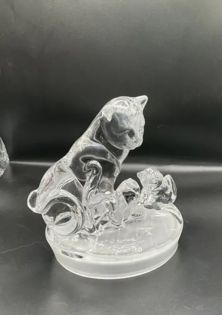 Royal Crysta Rock RCR Glass Figurine of Cat and her Kittens Playing With a Ball