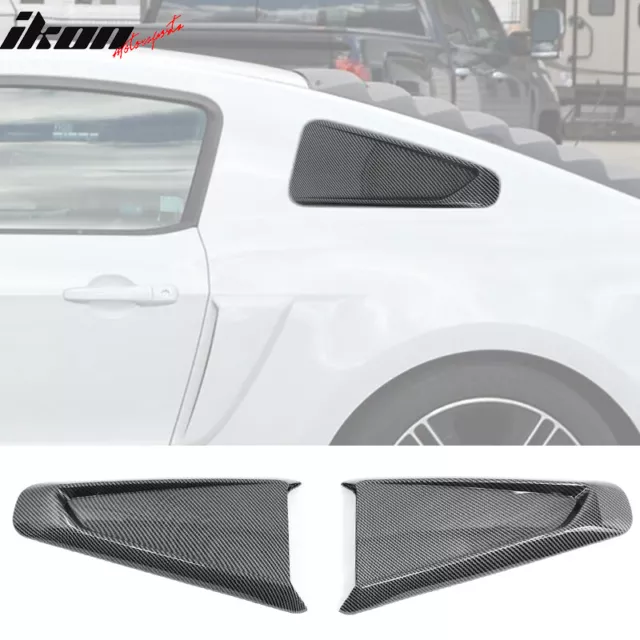 Fits 10-14 Ford Mustang IKON Side Quarter Window Louver Cover Carbon Fiber Print