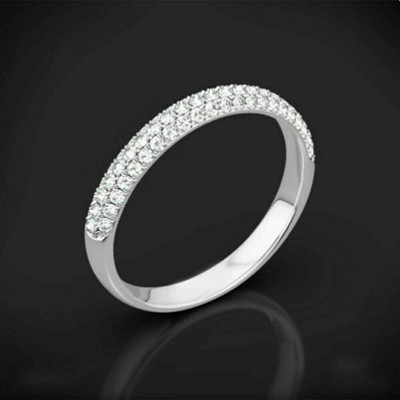Éternité 0.20 CT Diamant Femmes Alliance Solide 14K Blanc or Taille 6 7 8 