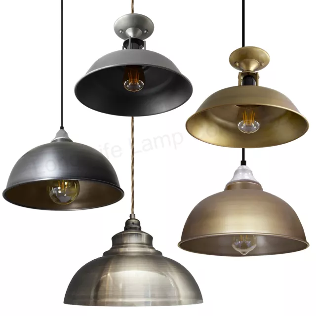 LED Retro Vintage Antique Brass Ceiling Hanging Pendant Light Shades Home Diner