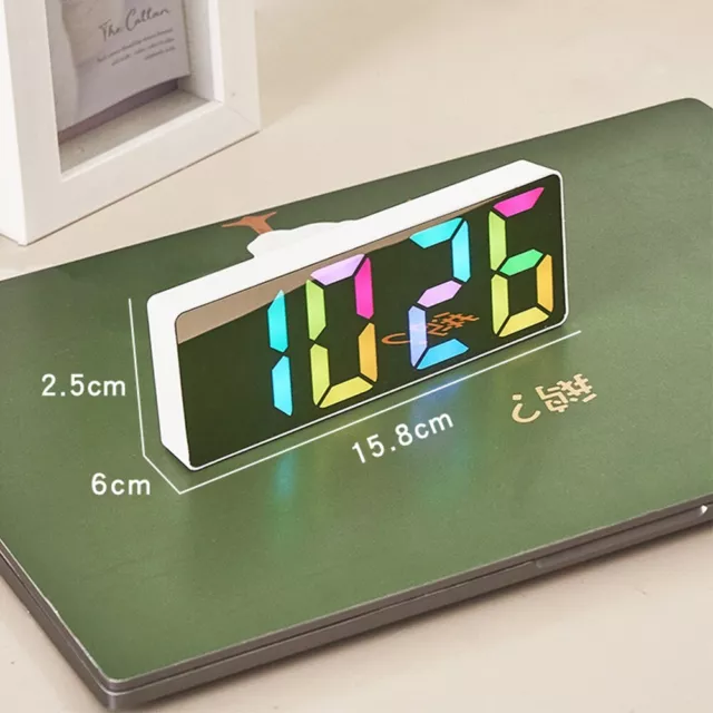 Sleek Table Clock with Voice Control Colorful Font Digital Alarm Clock