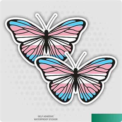 2 x Beautiful Transgender Butterfly Self Adhesive Car/Van/Bike Vinyl Stickers