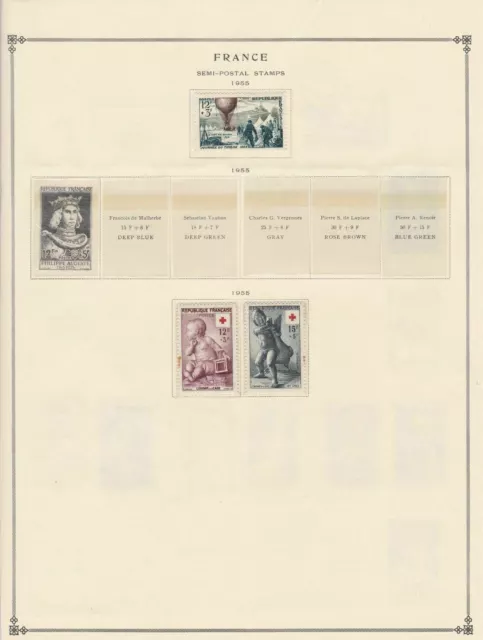 france semi postal stamps 1952-55 page mounted mint & used ref 17474