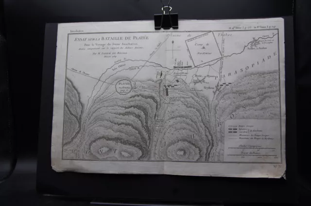 Carte XVIIIème, Barbié du Bocage, Bataille de Platée, Jeaune Anarcharsis, 1784