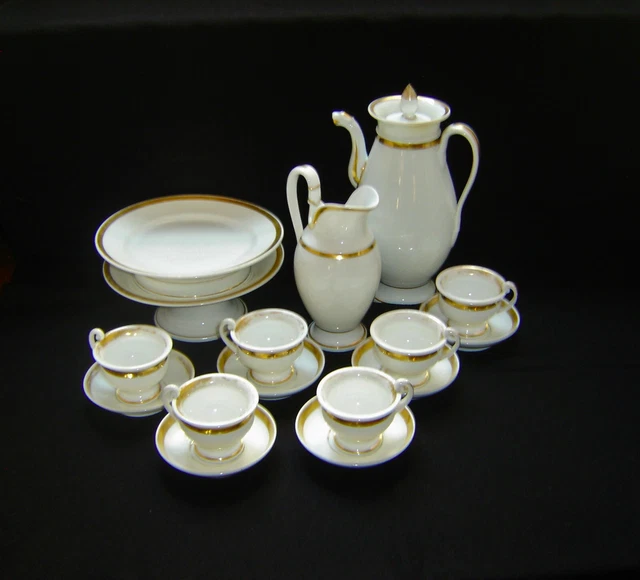 Service à Café Complet En Porcelaine De Limoges – Blanc – Très Bon état