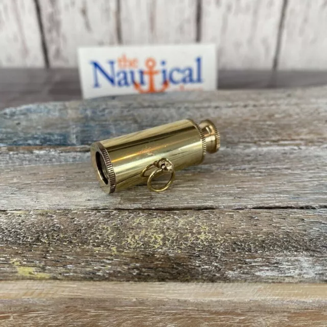 Brass Pocket Telescope Small Hand Held Spyglass Nautical Keychain Necklace 3