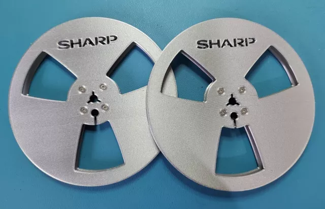 Sharp reel to reel Tape spools 7" (pair) 3D printed in (Plastic) silver