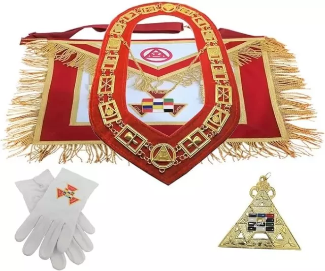 Masonic Royal Arch PHP  Past High Priest Apron, Chain Collar, Jewel and Gloves