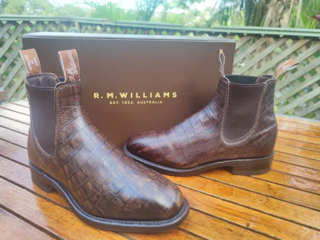 RM Williams CROCODILE Print CRAFTSMAN *CUSTOM ORDER* Mens Leather Boots 7US 39EU