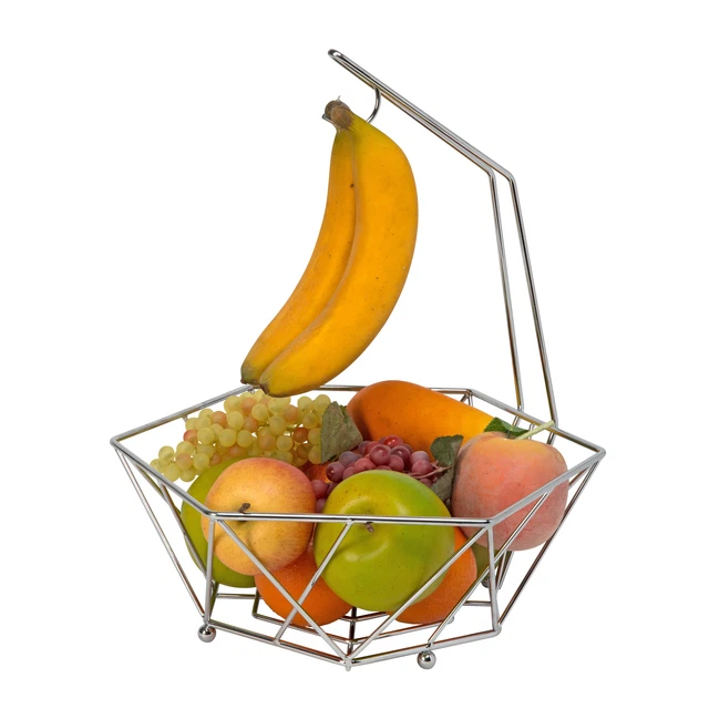 Kitchen Details Geode Fruit Basket with Banana Tree in Chrome