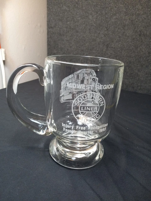 Southern Pacific Lines Chicago Glass Stein  Mug Vintage 1993 Train Locomotion