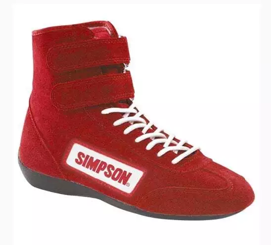 Simpson Racing 28900R High Top Racing Shoes Adult Size 9 Red Pair