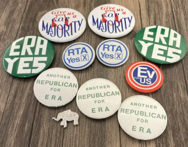 GOP Republican Campaign Political Buttons Green White Elephant