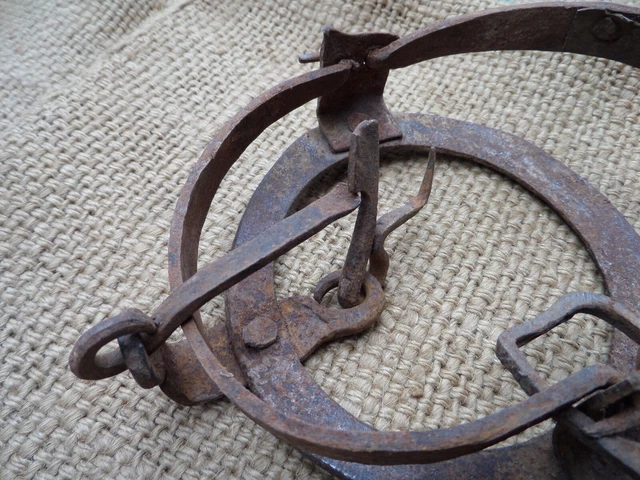 Antique 19Th Century Wrought Iron Animal Trap Blacksmith Hand Forged 3