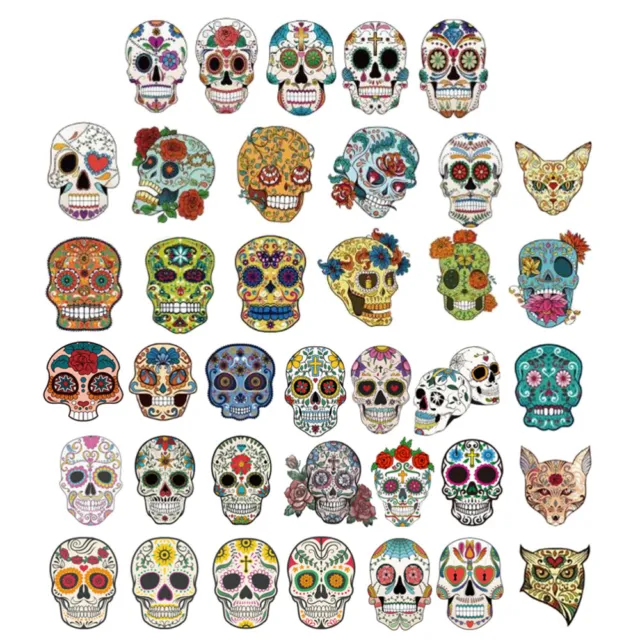 50 Pcs Mexican Halloween Tattoos Skull Stickers Decor Hallowen Party Supplies