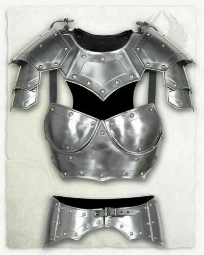 Combinaison d'armure médiévale demi-corps femme plaque acier
