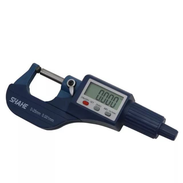 SHAHE 0.001mm Tube Digital Outside Micrometer with Double Round 0-25mm 3