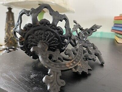 Antique SALVAGED Ornate Cast Iron Oil Lamp Holder Wall Holder Qty Of 2