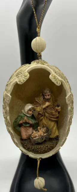 Vintage Nativity, Diorama, Christmas, Egg Shaped Hanging Ornament