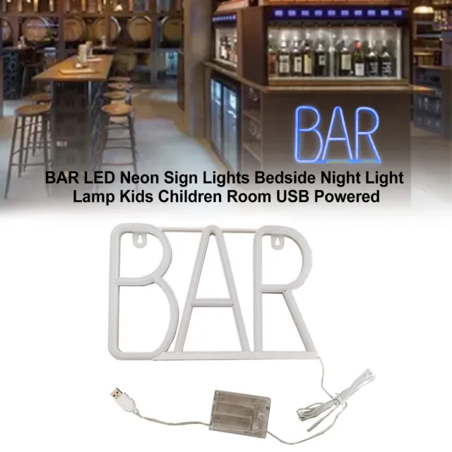 BAR LED Neon Sign Lights Bedside Night Light Lamp Kids Children Room USB Powered