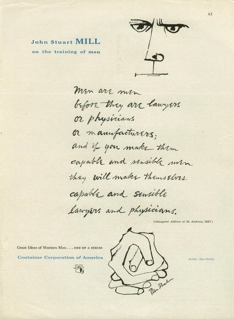 John Stuart Mill training man Container Corporation of America ad 1955 Ben Shahn John Stuart Mill training man Container Corporation of America ad 1955 Ben Shahn
