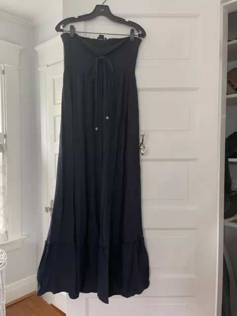 Vineyard Vines Navy Smocked Maxi Flounce Dress Size Large