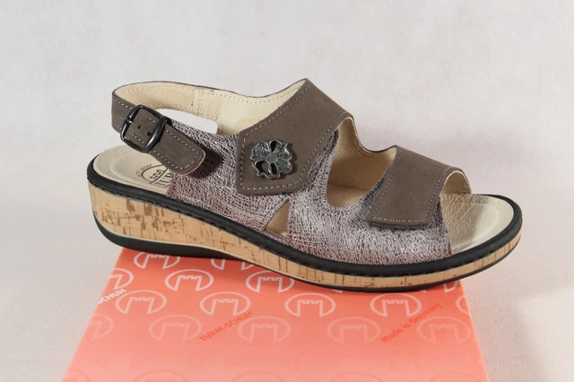 Turm Sandale Femmes Sandales Sandalette Sandalettes Cuir Gris Neuf