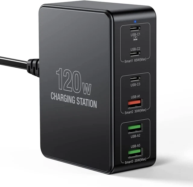 Chargeur USB 4 Ports 120W Type C PD - Multi-adaptateur Jaune, Neuf