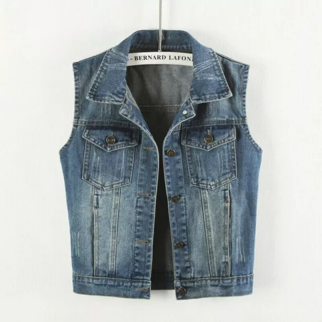 Gilet donna denim camice biker giacca crop gilet jeans top camicia gilet senza maniche