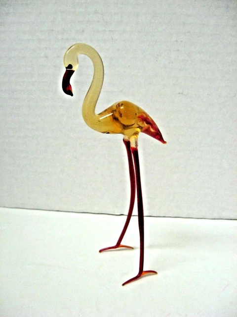 RUSSIAN glass FLAMINGO long red legs HAND BLOWN