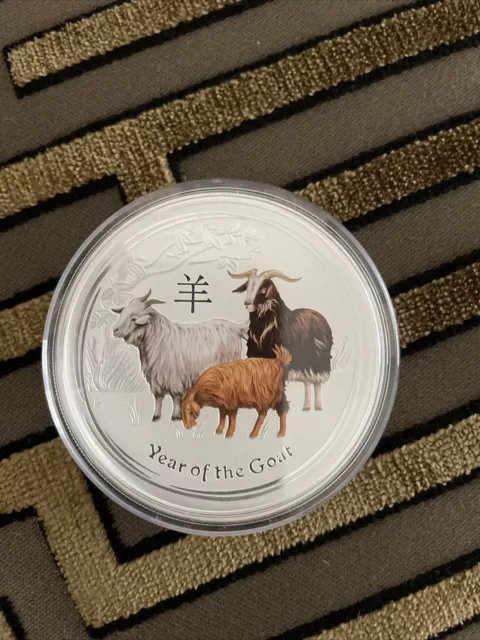 2 Dollars 2015 Lunar 2 Oz "Year of the Goat" Color