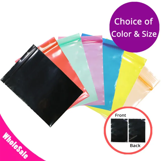 Multiple Sizes Colorful Glossy Poly Plastic Flat Zip Lock Pouch Bag M14