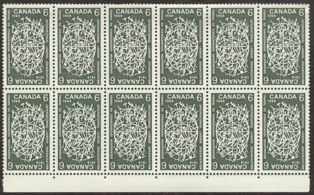 Canada Stamps # 493, 6¢, 1969, 1 block of 12 MNH Stamps.