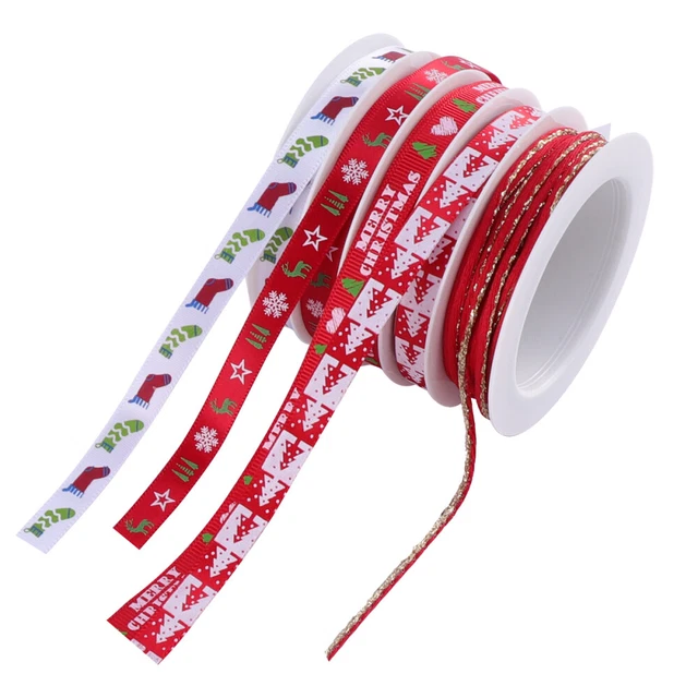 5 Rolls Christmas Ribbon Golden Ribbons Bowknot Xmas Decoration Decorations