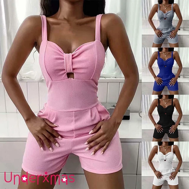 Womens Sexy Mini Jumpsuit Shorts Ladies Strappy Summer Casual Romper Playsuit