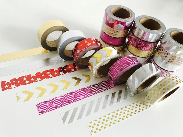 Foil Washi Tape Metallic paper Gold Silver 1 roll 10M Premium Quality