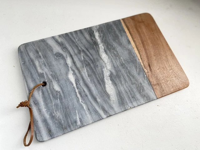 Acacia & Grey Marble Chopping Board Serving Board Cutting Board Cheese Bread Etc