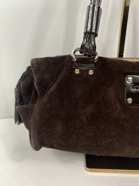 KATE SPADE NEW York Chocolate Brown Suede & Patent Leather Satchel ...
